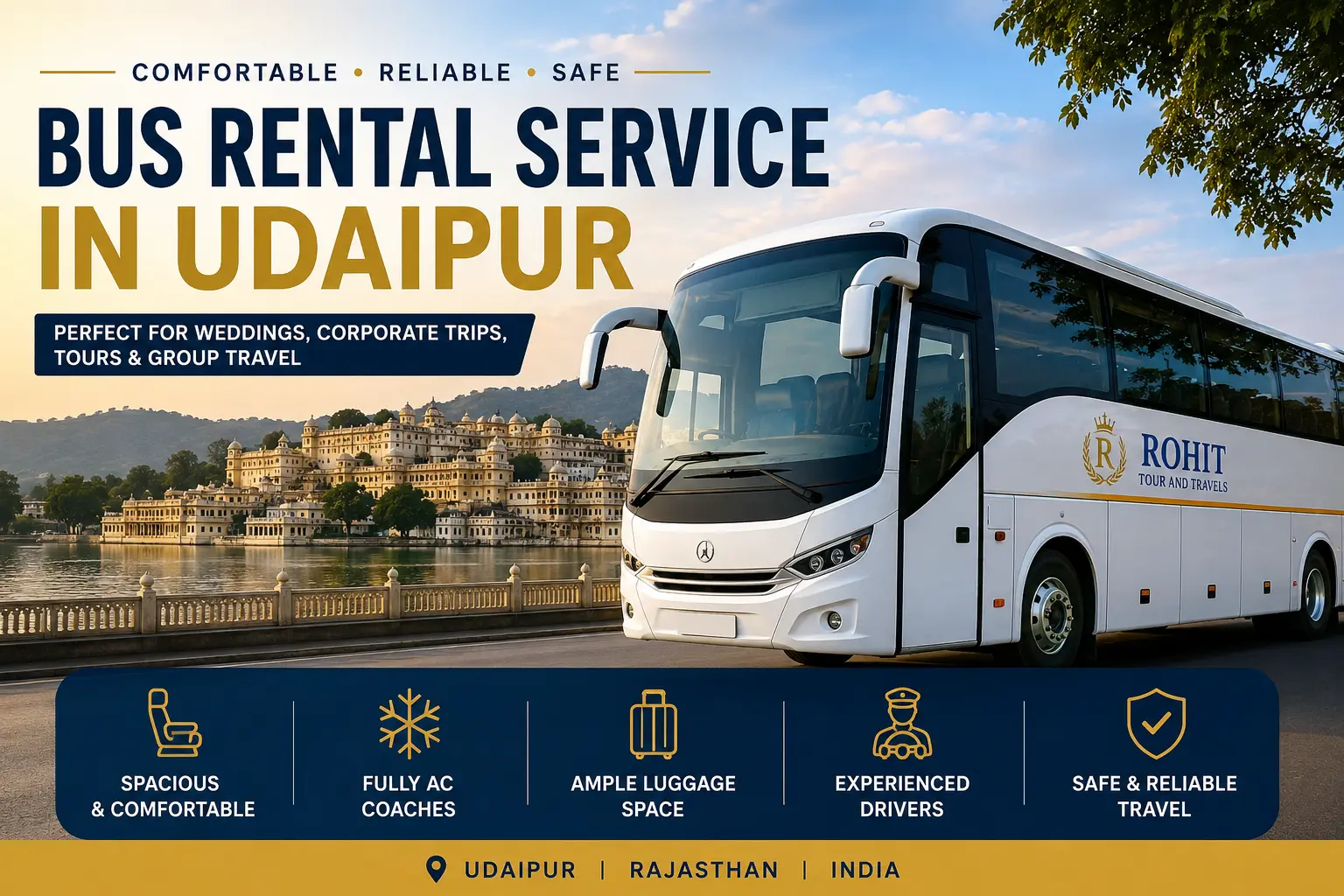 Best Bus Rental Service in Udaipur for Weddings, Corporate Tours & Family Trips